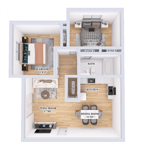 2 Bedroom Floor Plan at Crossings of Kenton, Erlanger, Kentucky